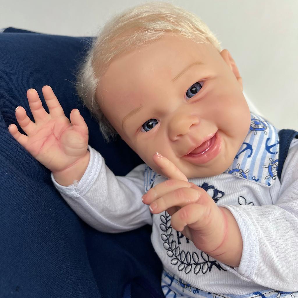 Bebe Reborn Menino Loiro Sorrindo Relaista Pronta Entrega Shopee Brasil