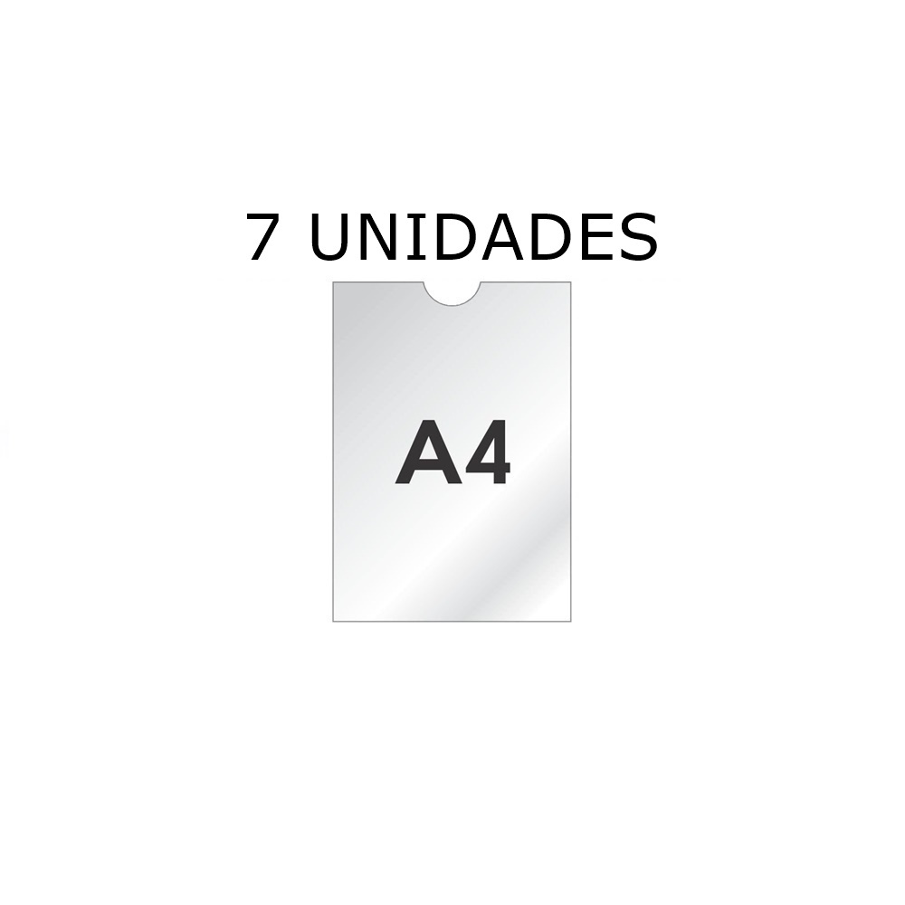 Kit com 7 Display Expositor Suporte Acrilico tamanho A4 de parede ou porta com fita dupla face