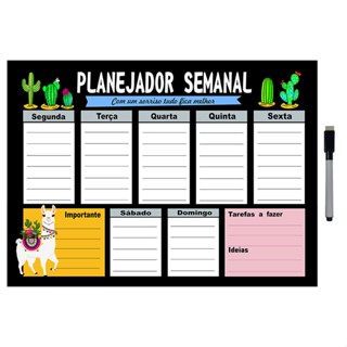 Quadro Planejador de Metal Semanal 29x40cm + Caneta em Oferta na Shopee