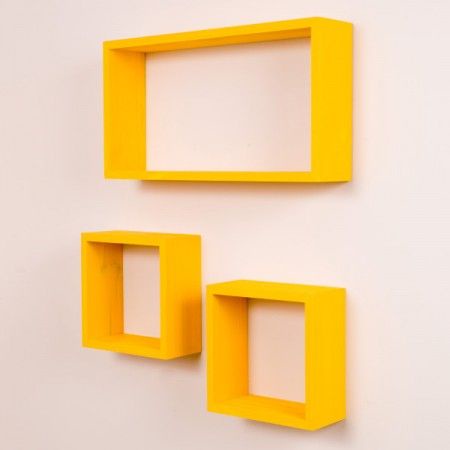 Kit 3  Nichos Decorativos Mdf Amarelo em Oferta na Shopee