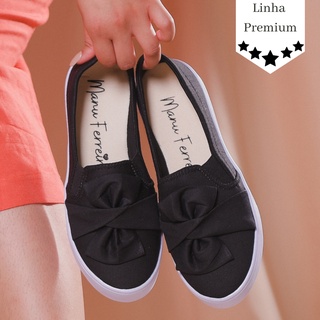 Tênis Slip On Feminino Casual Mule Iate Sapatilha Com Laço Calce Fácil Sapatênis 03