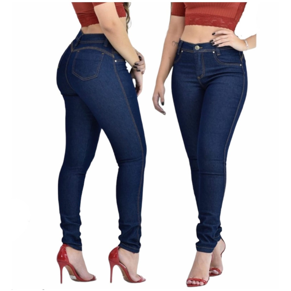 Cal A Jeans Feminina Cintura Alta Empina Bumbum Algod O Poliester Elastano Lycra Laicra Shopee