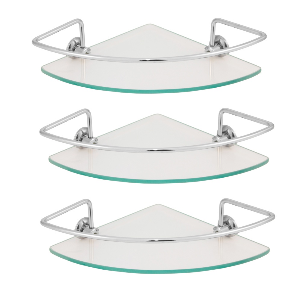 Kit 03 Porta Shampoo Suporte De Banheiro Shampoo Canto Vidro 6mm