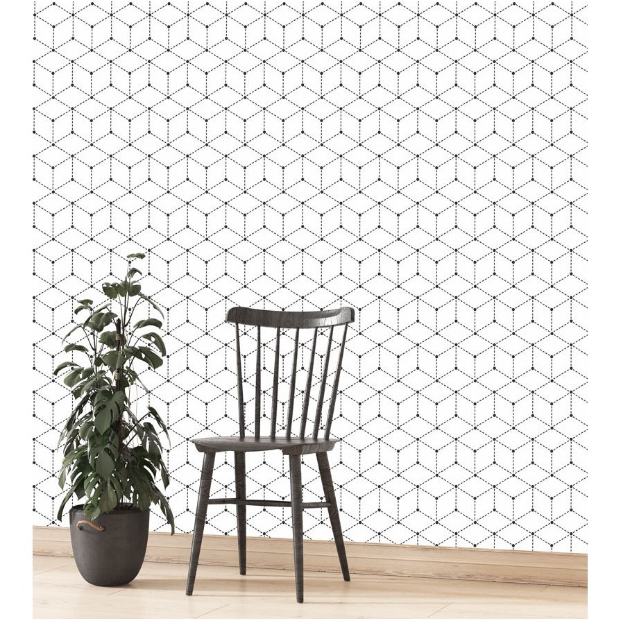 Papel De Parede 3d Adesivo Para Sala Quarto Cozinha Cubo Geométrico Pontilhado