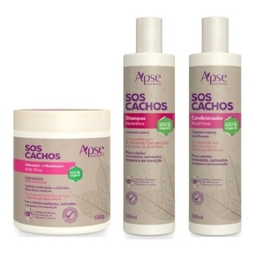 Kit Cachos Shampoo + Condicionador + Ativador Cachos - Apse