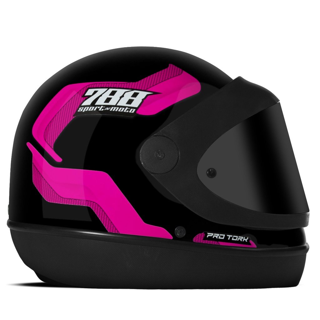 Capacete Moto Feminino Masculino SM Original Sport Moto 788 Fechado com Viseira Escura Preta Fumê Lançamento Pro Tork Capacete Moto Feminino Masculino SM Original Sport Moto 788 Fechado com Viseira Escura Preta Fumê Lançamento Pro Tork