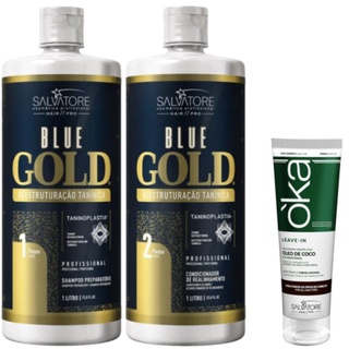 Salvatore Blue Gold - Kit 2x1 Litro com Leave In (Kit Taninoplastia)
