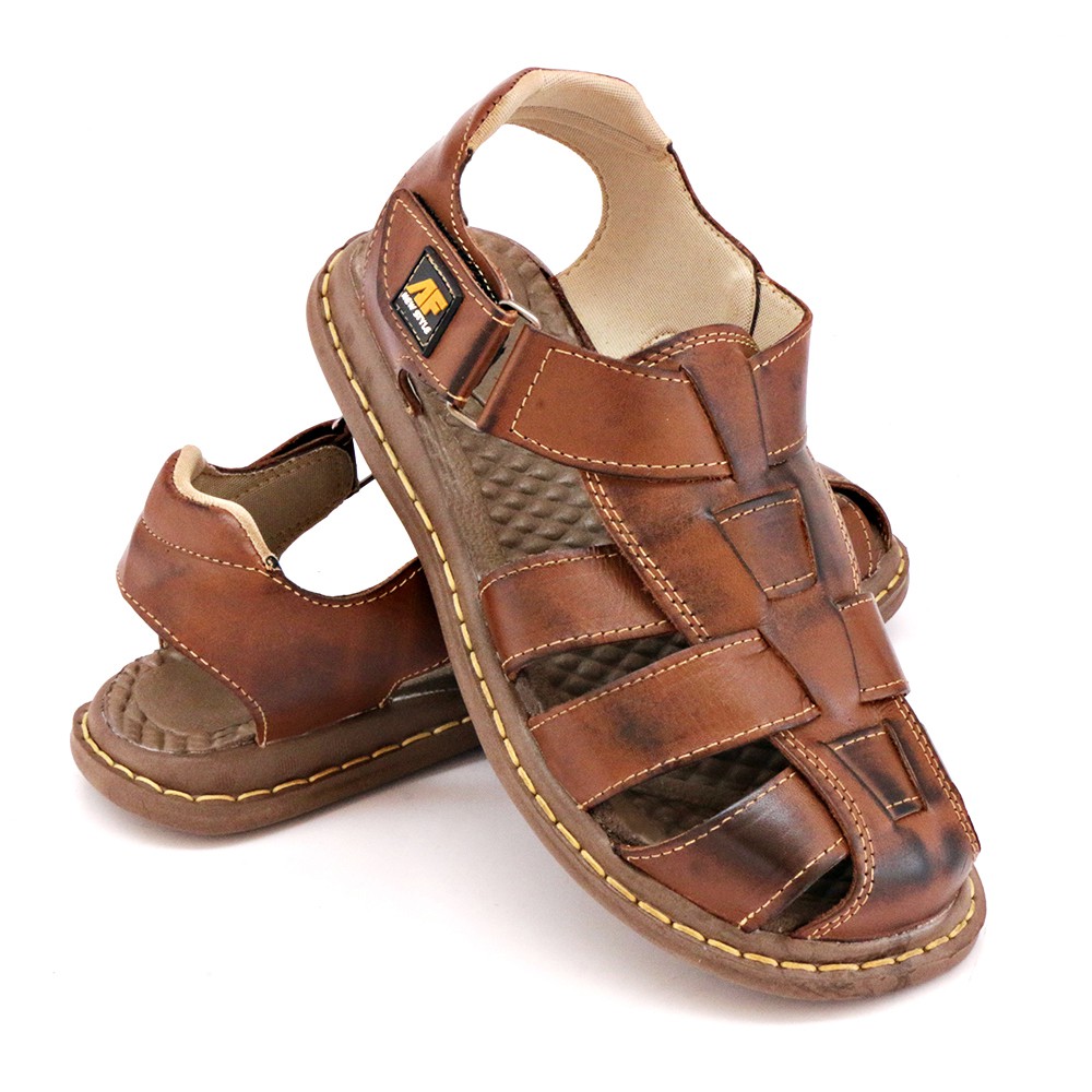 Sandália Anti Stress Masculino Ortopédico Couro