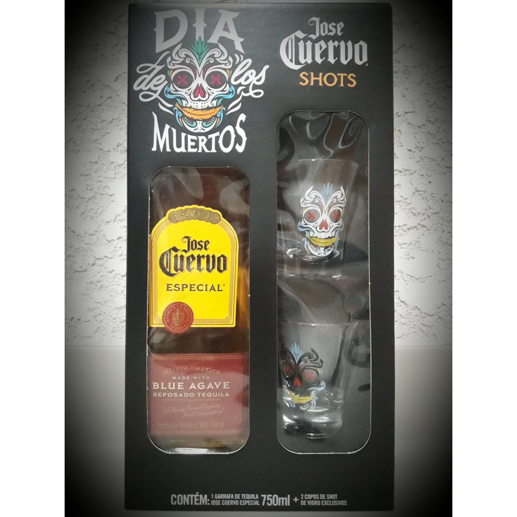 Kit Tequila José Cuervo 750ml + 2 Copos Dia De Los Muertos Shopee