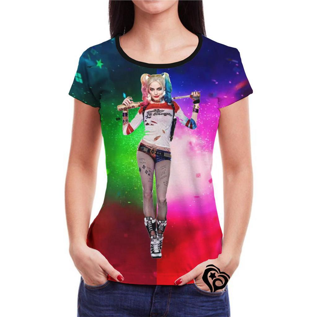 Camiseta da Arlequina coringa Roupa Blusa Esquadrao Suicida Colorida