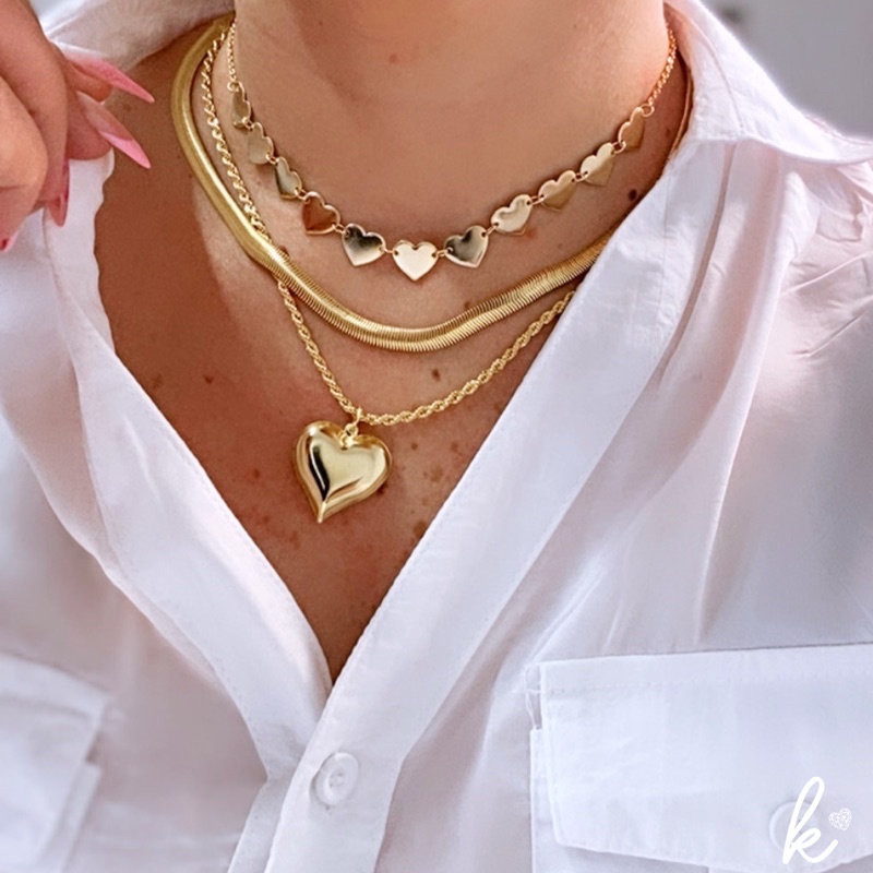 COMBINAÇÃO COLARES 3 PEÇAS  FOLHEADOS OURO18k FEMININO