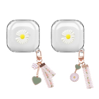 Para Samsung Galaxy buds 2 Capa Moda Laço Flor De Urso pro/Botões 2 Estojo Fone De Ouvido Transparente Macio De Ao Vivo