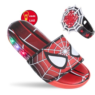 Chinelo Sandalia Led  Luzinha Pisca do Aranha Infantil Masculino Meninos com Pulseira