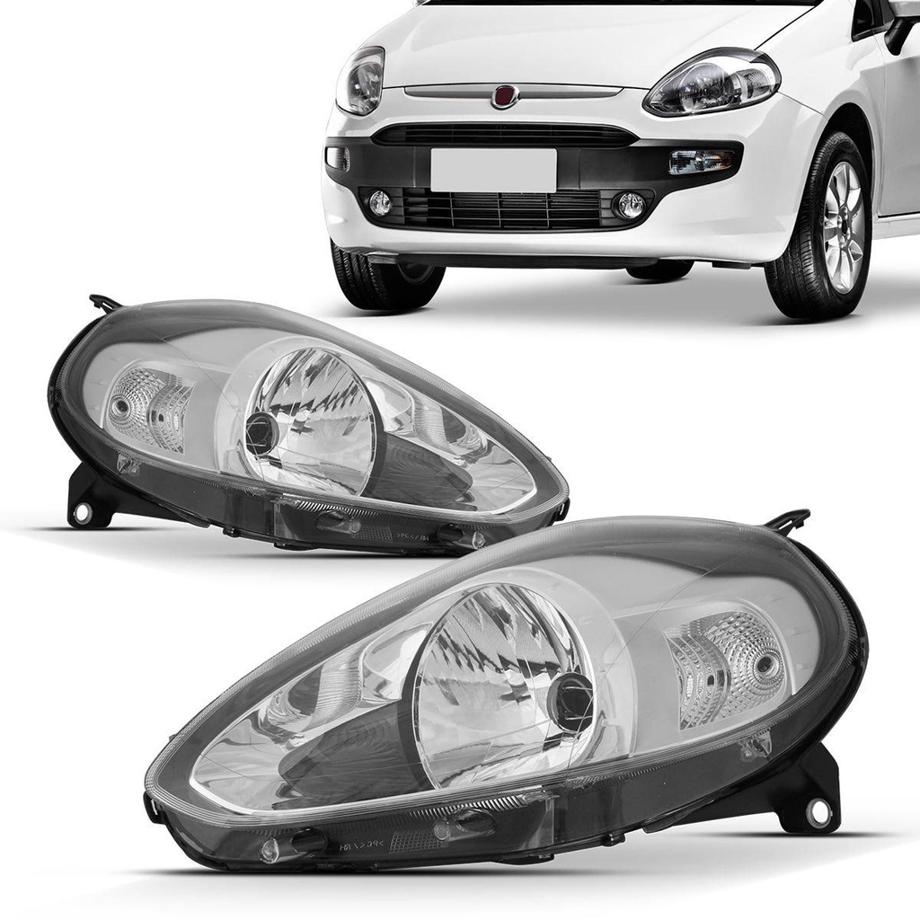 Par Farol Punto 2012 2013 2014 2015 2016 Foco Simples Cromado - Spare Parts and Accessories for Vehicles