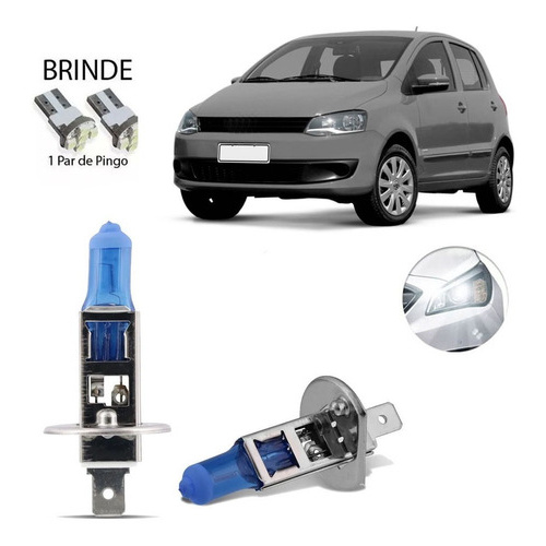 Jogo Lampada Super Branca Farol Alto 8500k Vw Fox 2010