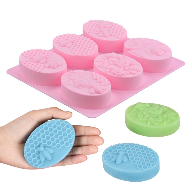 6 Cavidades Oval Mel Abelha Silicone Spa Sabão Molde DIY Artesanato 3D Moldes De Insetos Bolo De Chocolate