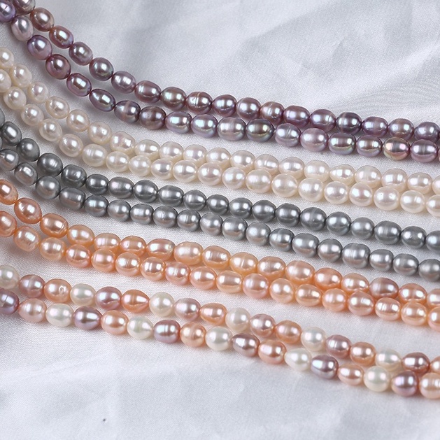 7-8mm strand natural Em Formato De Arroz/Colorido/Rosa Roxo/Cinza Para Fazer Bijuteria em Oferta na Shopee