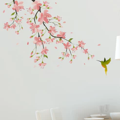 Adesivo Parede Beija Flor Sala Quarto Floral Opções Lado Esquerdo ou Direito