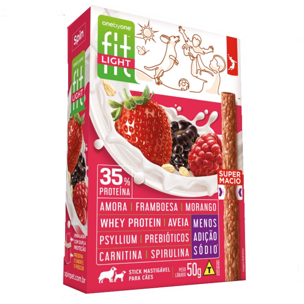 Spin Pet Fit Light Sticks de Carne Amora,Framboesa,Morango