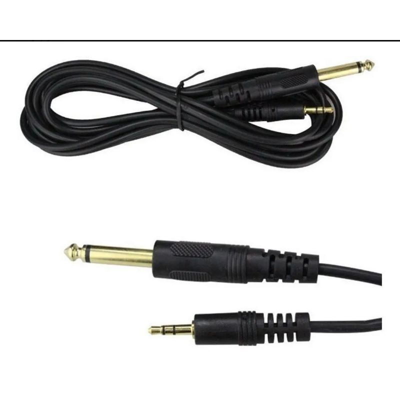 Kit 30 Cabo P2 Estereo P10 Mono 1,5 Metro Dourado