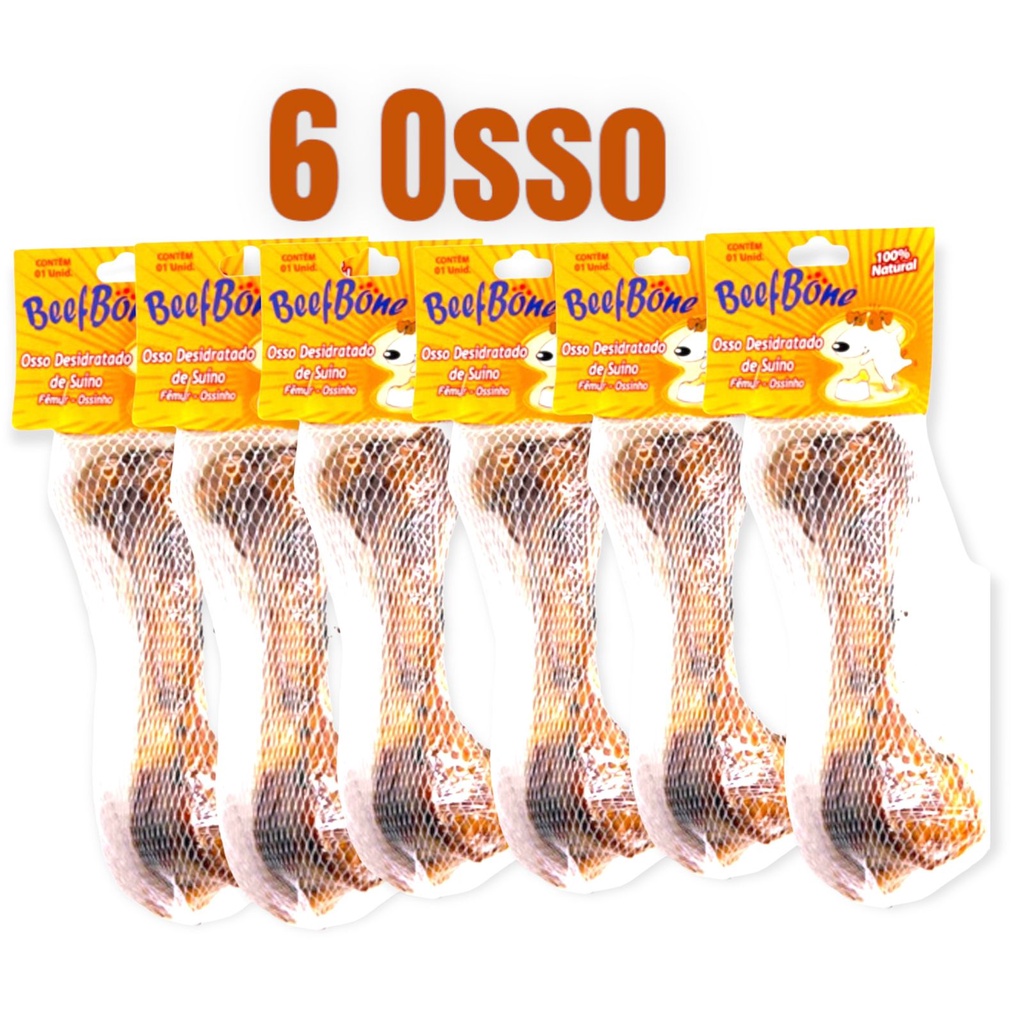 6 Osso Defumado Para Cachorro Natural Fêmur DISTRAÇÃO Pet