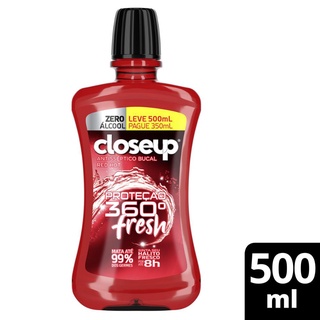 Enxaguante Bucal Closeup Red Hot Zero Álcool Proteção 360° Fresh Leve 500 ml Pague 350 ml
