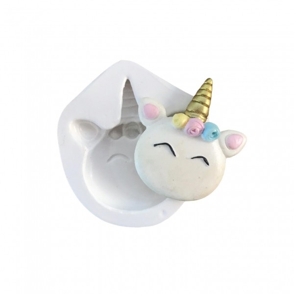 Molde De Silicone Carinha De Unicórnio Redonda Molde Para Confeitaria Molde Para Biscuit 111