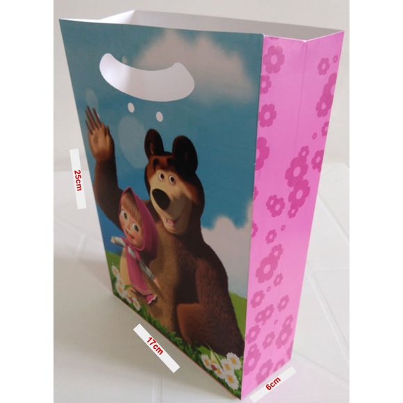 Sacola Papel Boca de Palhaço Masha e Urso (10 unidades)