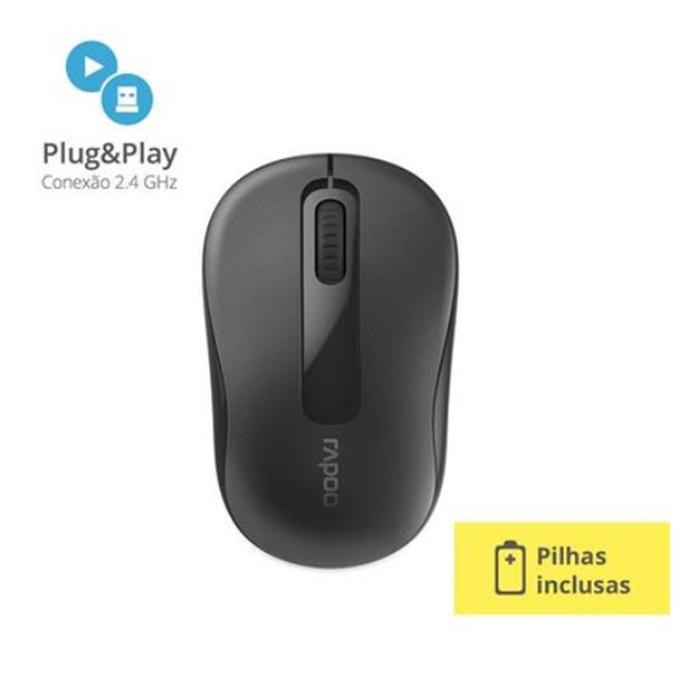 Mouse Rapoo M10 2.4 Ghz Black com Pilha Ra007