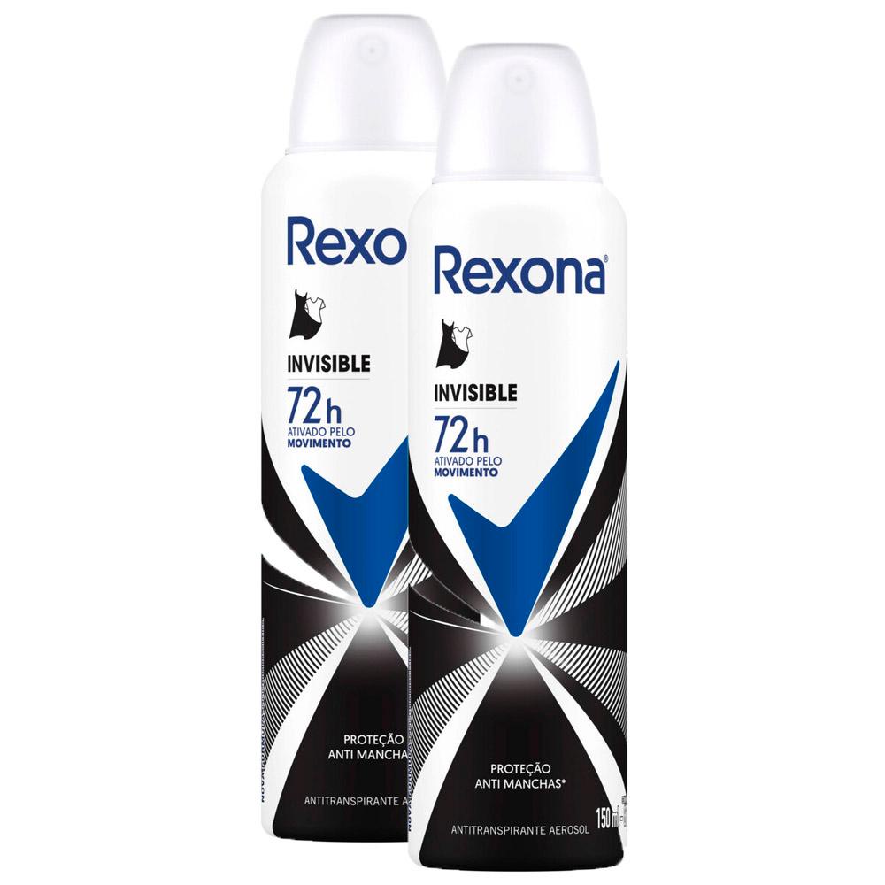 Kit 2 Desodorantes Rexona Motionsense Antitranspirante Aerossol Invisible 150ml em Oferta na Shopee