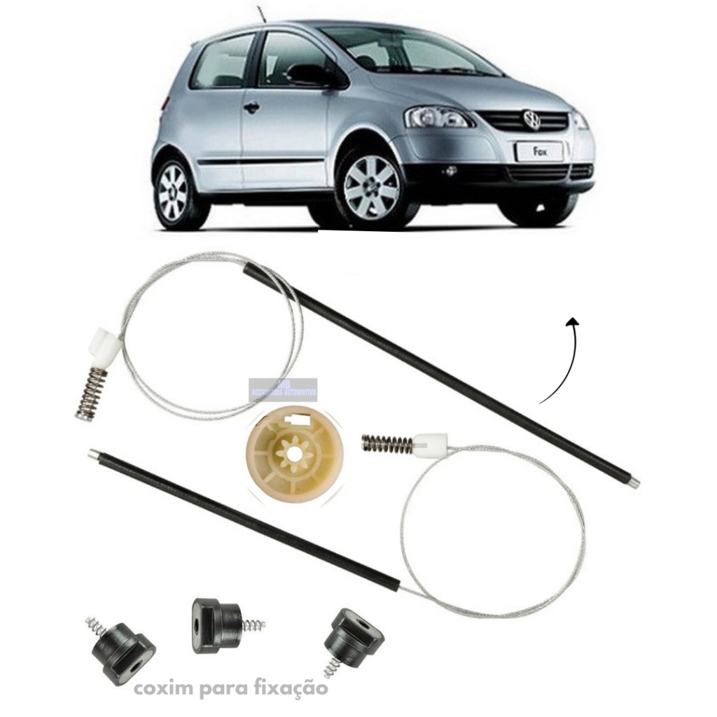 Kit Reparo Cabo De Aço Da Maquina Vidro Fox 2 Portas Elétrico Fox 2 Portas