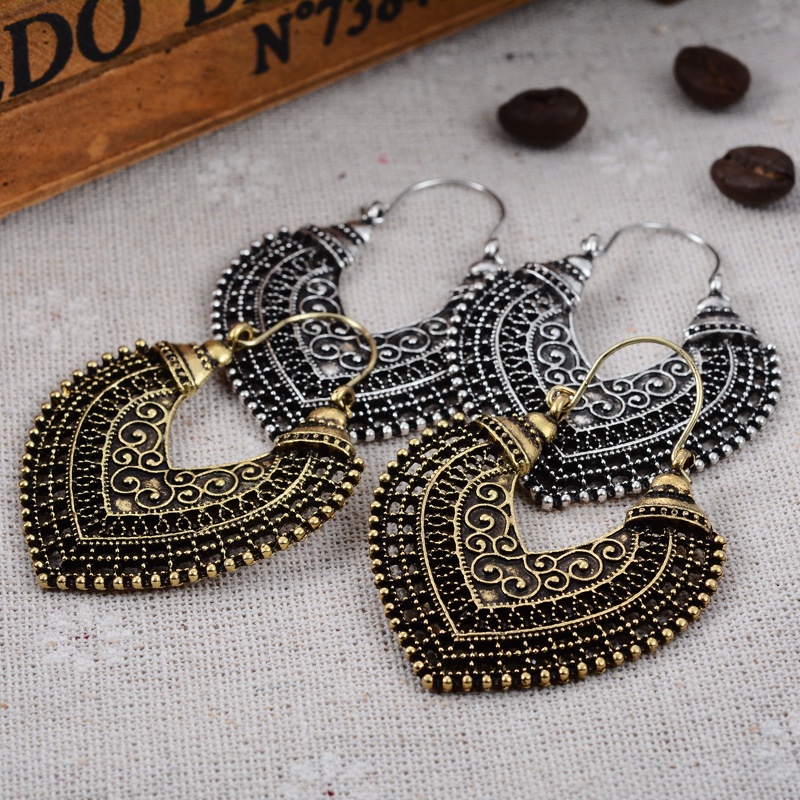 Brinco Vintage Étnico Piercing Para Mulheres Geométrico Antigo Prata Ouro Cor Oca Brincos De Festa Jóias