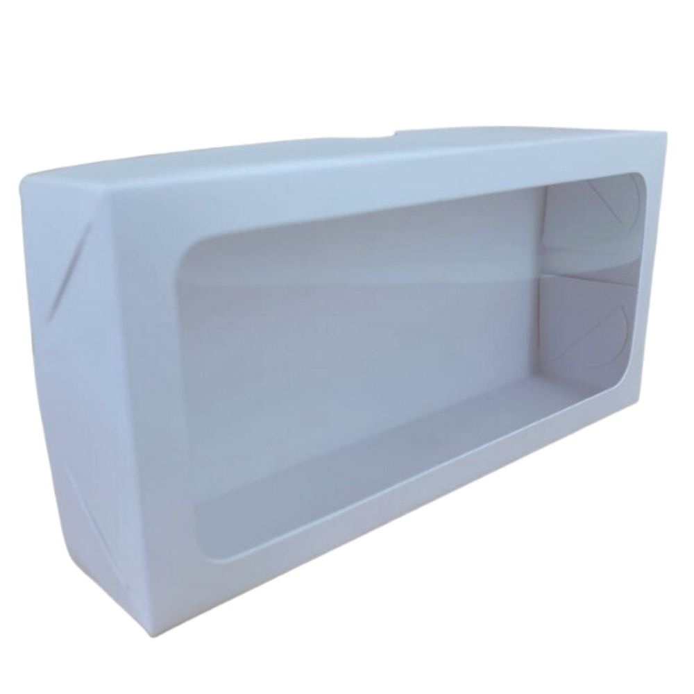 Caixa de Papel Branca Com Visor 17x8x3.5cm  Ideal Chocolates Doces Presentes Alta Qualidade
