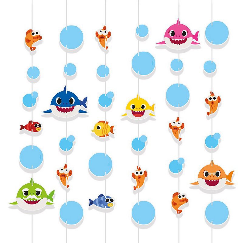 Cortina Decorativa Festa Baby Shark - 6 Unidades - Cromus - Rizzo Festas - Home & Living