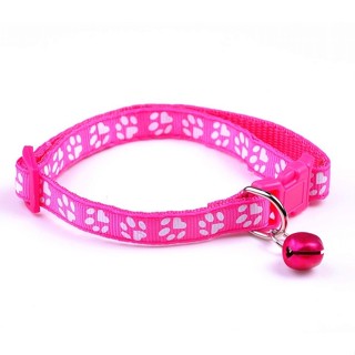 Coleira Para Gato Cachorro Regulagem Ajustável Estampa Patinhas Cor Pink em Oferta na Shopee