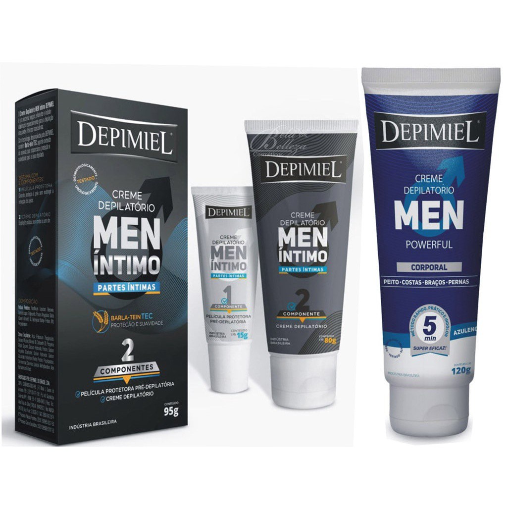 Creme Depilatorio Depimiel Masculino Kit Corporal + Intimo