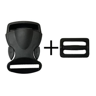10 Fecho 30mm + 10 Regulador 30mm Preto Plástico Mochila
