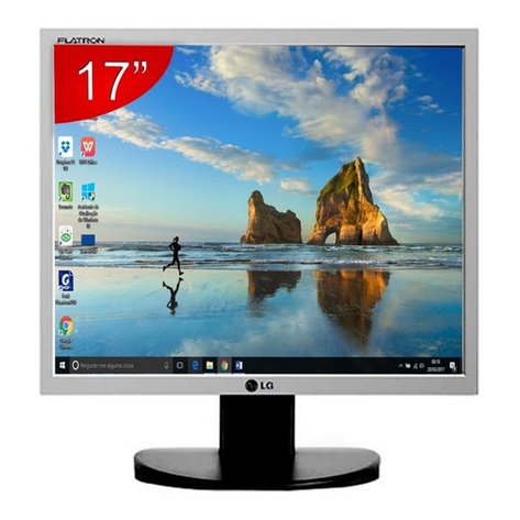 Monitor 17 Polegadas Lcd Quadrado C/cabos Vga E Energia