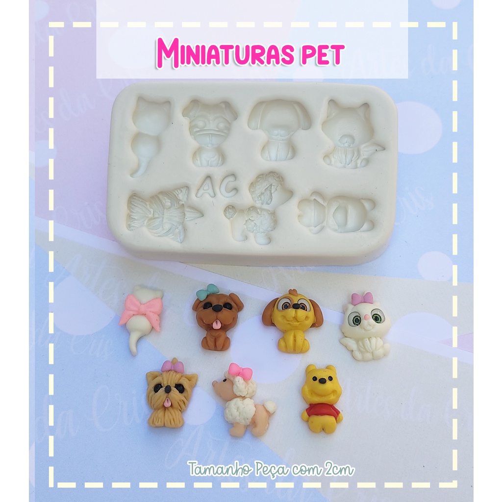 Molde De Silicone Para Biscuit Miniaturas Pet - Artes Da Cris