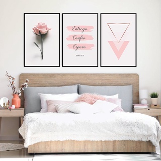 KIT 3 QUADROS DECORATIVOS ENTREGO-CONFIO-ESPERO 60x40