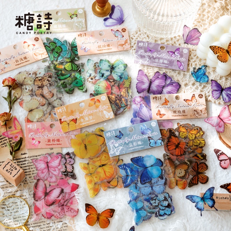 JIANWU 40 Pçs Adesivo De Borboleta Para Animal De Estimação/Diário/Cartão De Scrapbooking/Vintage/Fofo/Kawaii/Material De Papelaria