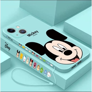 [Para iPhone 14 13 Pro Max 12 11 Capinha Mickey Mouse Matte Quadrado Líquido Capa De Silicone Macia Requintada