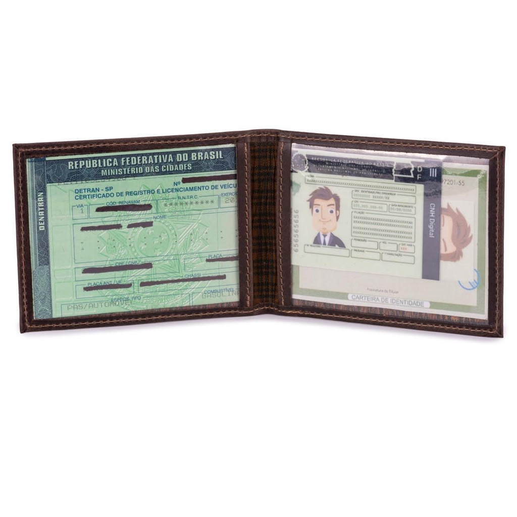 Porta Documentos Crlv/cnh Carro/moto/caminhão Couro Legítimo em Oferta na Shopee