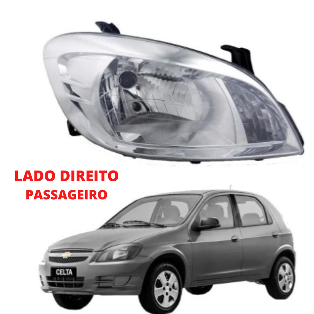 Farol Celta Mascara Cromada Lado Direito 2006 2007 2008 2009 2010 2011 2012 2013 2014
