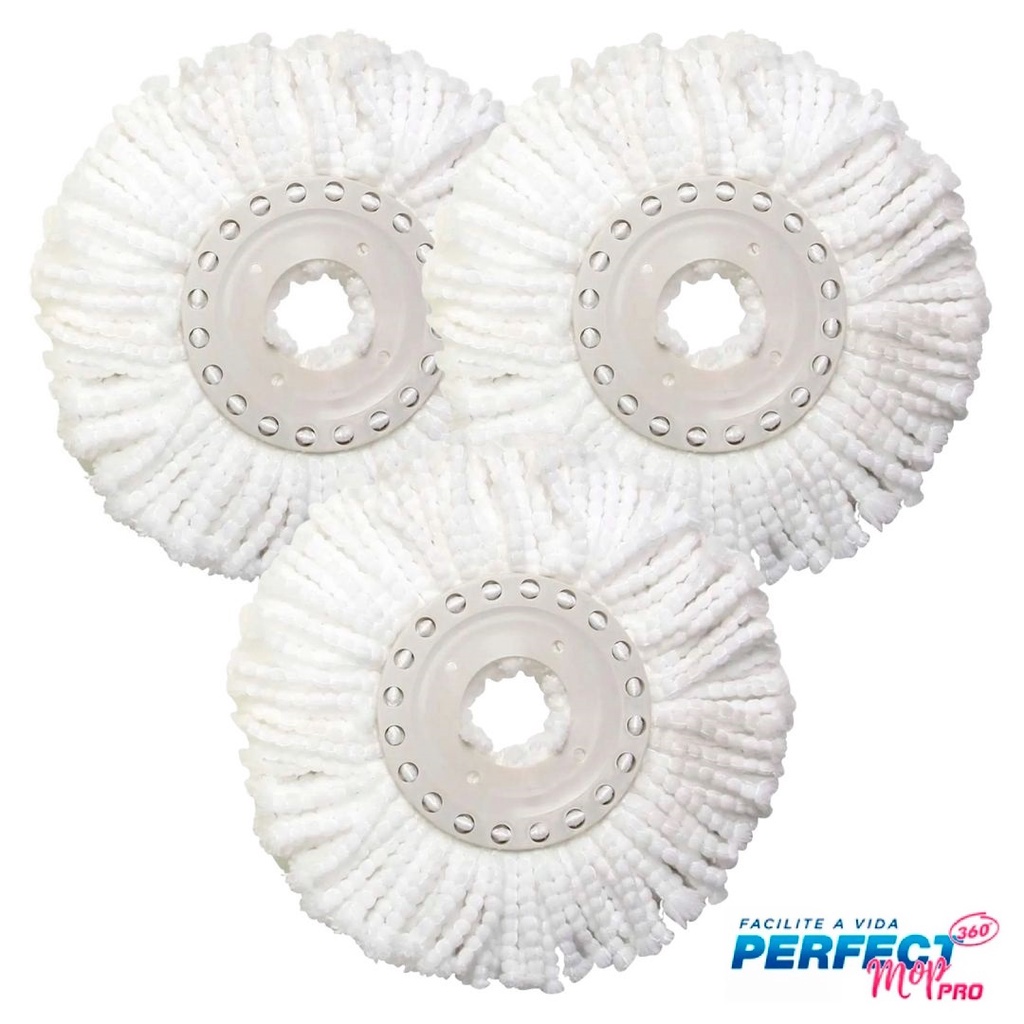 Kit 3 Refil Microfibra 16cm Perfect Pro e Mop Move 360 Universal Limpeza Esfregão 972231 em Oferta na Shopee