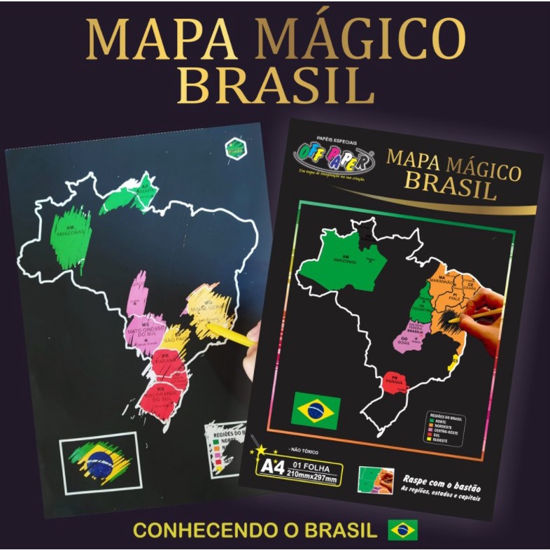 Mapa do Brasil Mágico A4 C/bastão