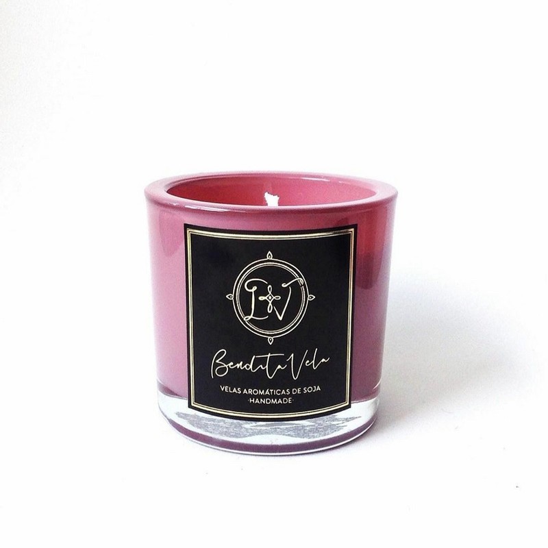 Vela Vegetal Aroma Jasmim Vidro Rosa - Bendita Vela