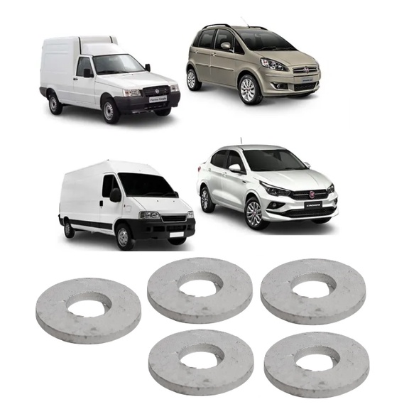 Kit 5 Arruela Plana D8 do Parafuso do Coxim do Motor Palio Uno Strada Argo Ducato Idea Original 12646724