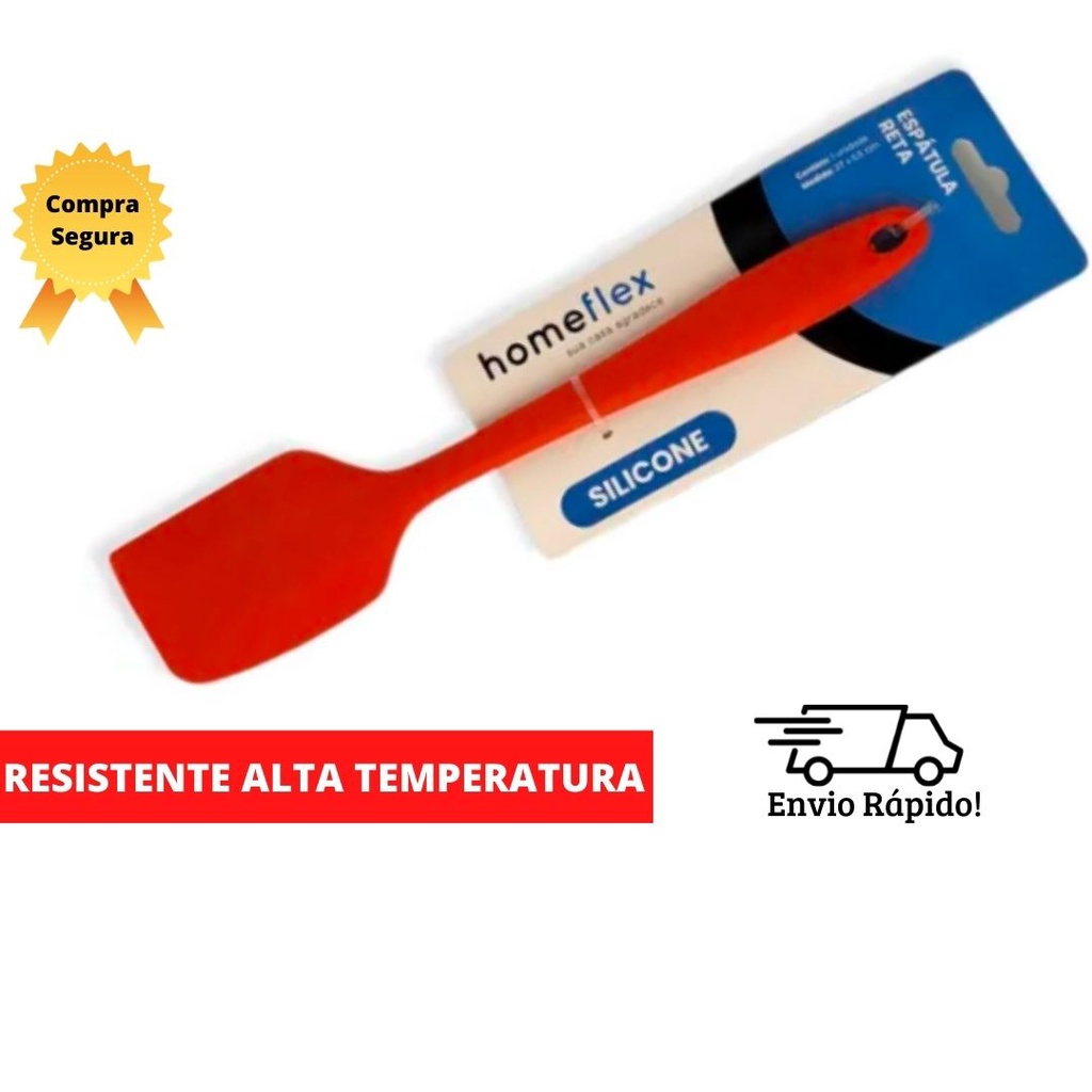 Espátula de Cozinha Silicone Vermelha Reta Utensílio de Cozinha