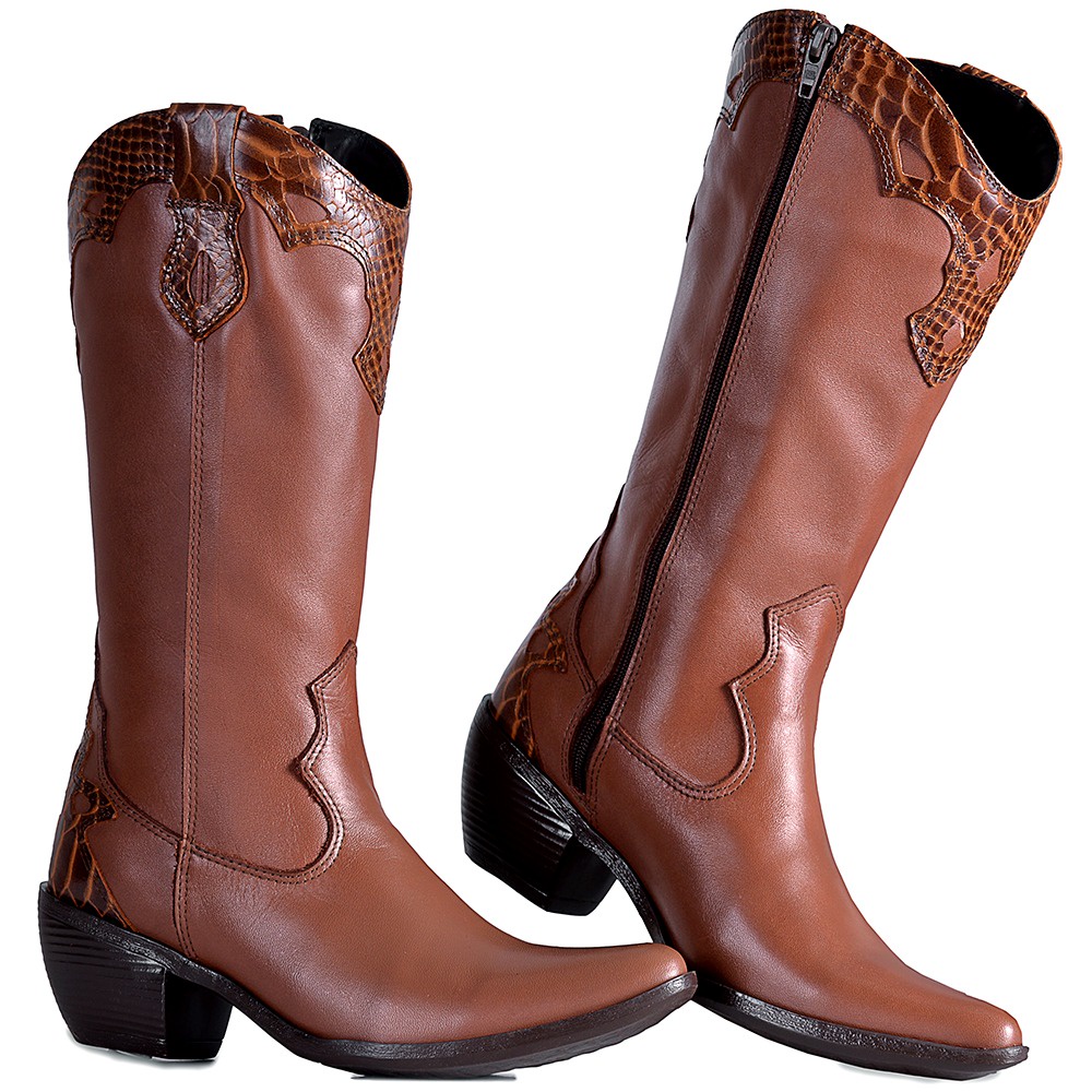 bota feminina texana montaria couro legitimo